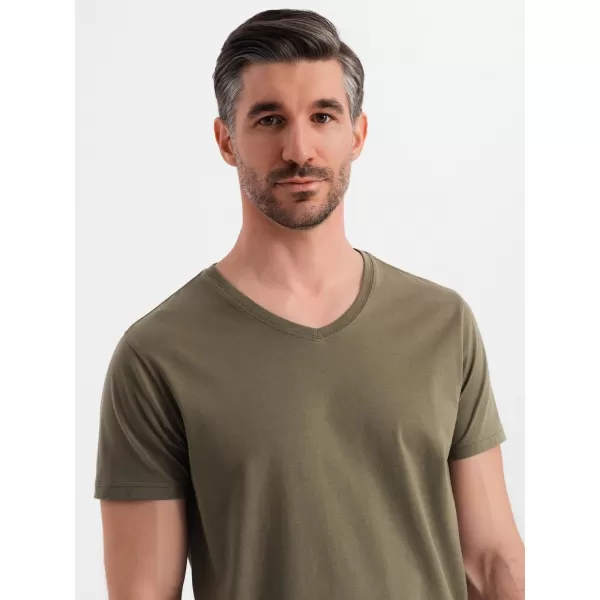  Pánske tričko OMBRE OM-TSBS-0237 TMAVÁ OLIVA 