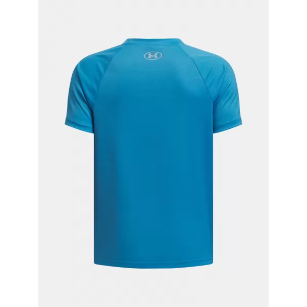  Chlapčenské tričko UNDER ARMOUR TECH SPLIT WORDMARK SS 1383010-452 MODRÁ 
