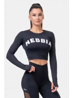 Športový crop top HERO dlhý rukáv 585 BLACK Nebbia