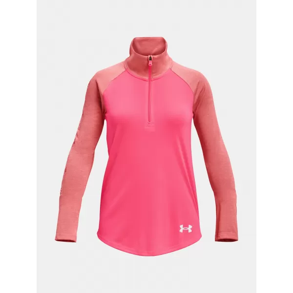  Dievčenské tričko UNDER ARMOUR TECH GRAPHIC 1/2 ZIP 1377586-683 RUŽOVÁ 