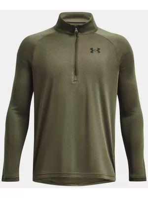 Chlapčenské tričko UNDER ARMOUR TECH 2.0 1/2 ZIP 1363286-390 ZELENÁ