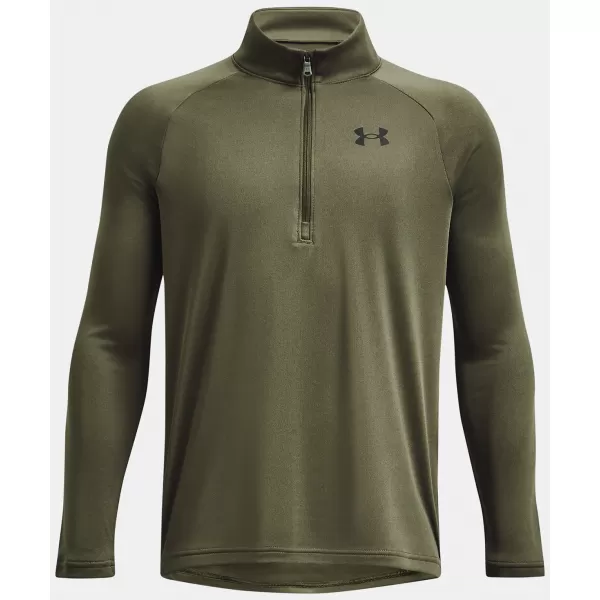  Chlapčenské tričko UNDER ARMOUR TECH 2.0 1/2 ZIP 1363286-390 ZELENÁ 
