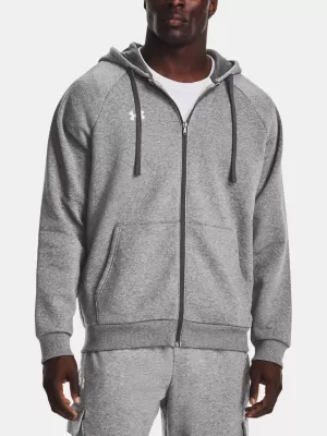 Pánska mikina UNDER ARMOUR RIVAL FLEECE FZ HOODIE 1379767-025 SIVÁ