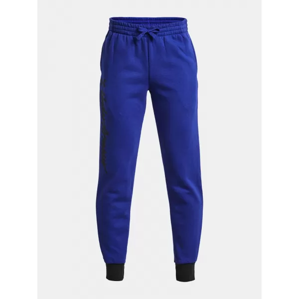  Chlapčenské tepláky UNDER ARMOUR RIVAL FLEECE SCRIPT JGRS 1379789-400 MODRÁ 