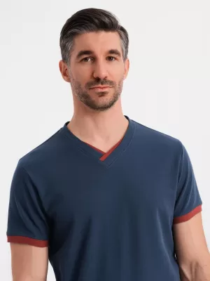 Pánske tričko OMBRE OM-TSCT-0198 NÁMORNÍCKA MODRÁ