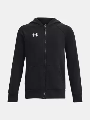 Chlapčenská mikina UNDER ARMOUR RIVAL FLEECE FZ HOODIE 1379794-001 ČIERNA
