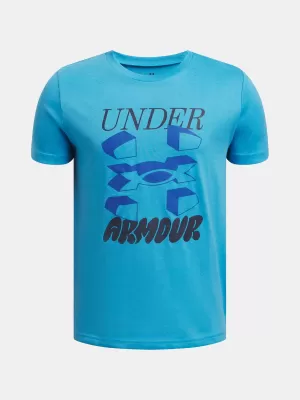 Chlapčenské tričko UNDER ARMOUR B SPLIT BIG LOGO SS 1390003-452 MODRÁ
