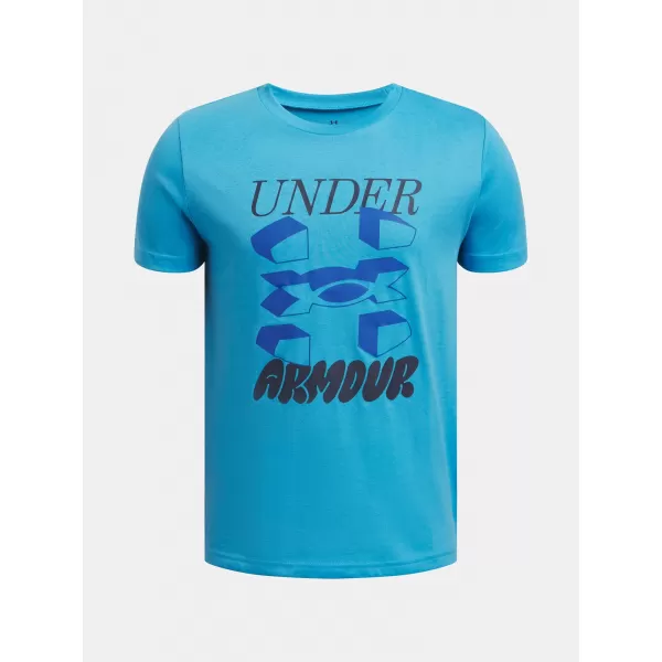  Chlapčenské tričko UNDER ARMOUR B SPLIT BIG LOGO SS 1390003-452 MODRÁ 