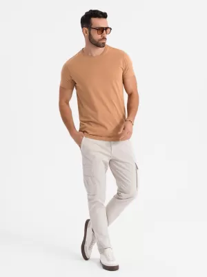 Pánske tričko OMBRE OM-TSBS-0236 HNEDÁ