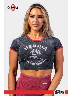 Oprané tričko Crop-Top-T-Shirt GOLDEN AGE 782 BLACK Nebbia