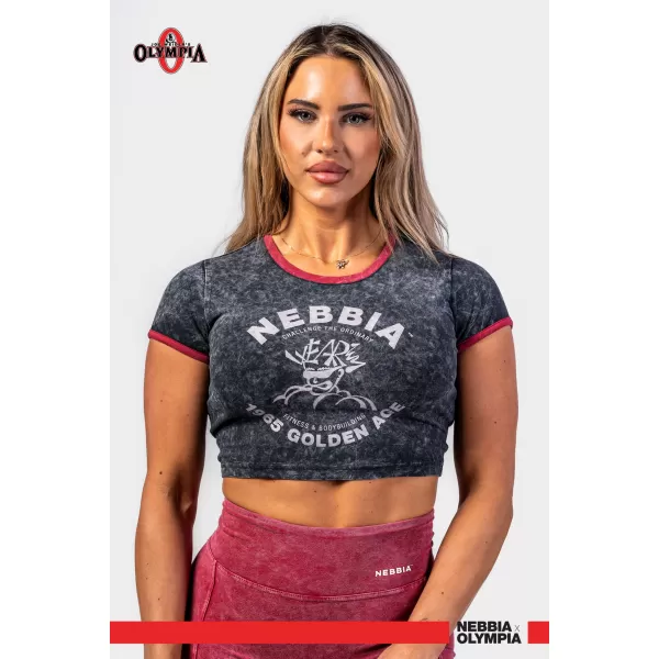  Oprané tričko Crop-Top-T-Shirt GOLDEN AGE 782 BLACK Nebbia 