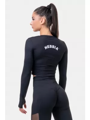 Športový crop top HERO dlhý rukáv 585 BLACK Nebbia