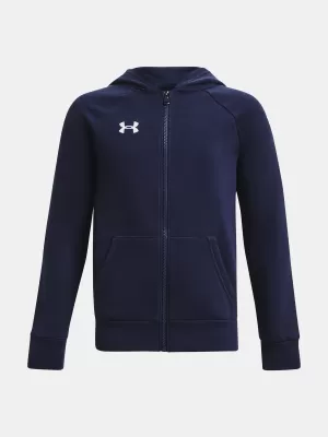 Chlapčenská mikina UNDER ARMOUR RIVAL FLEECE FZ HOODIE 1379794-410 MODRÁ