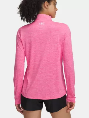 Dámske tričko UNDER ARMOUR TECH 1/2 ZIP- TWIST 1384225-672 RUŽOVÁ