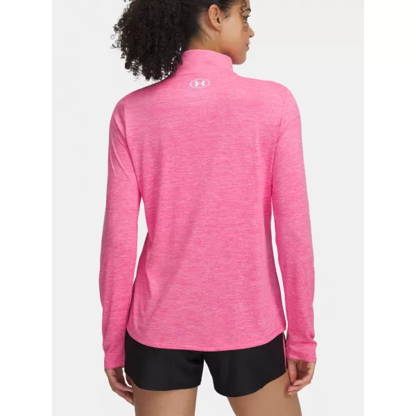  Dámske tričko UNDER ARMOUR TECH 1/2 ZIP- TWIST 1384225-672 RUŽOVÁ 