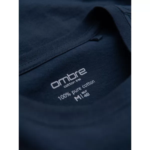  Pánske tričko OMBRE OM-TSBS-0236 NÁMORNÍCKA MODRÁ 