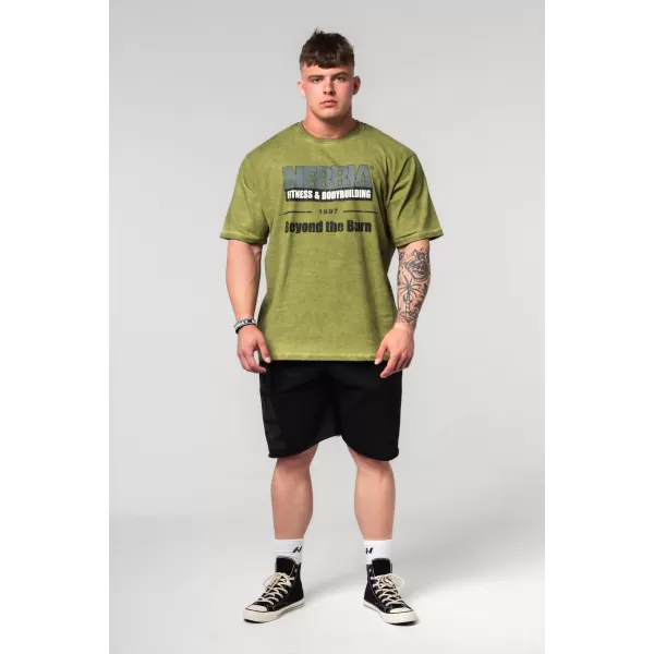  Vyprané oversized tričko HERITAGE 355 GREEN Nebbia 