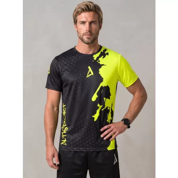  Prémiové pánske funkčné tričko ALTISPORT VOJ/ALM112TR01 ČIERNO-FLUO ŽLTÁ 