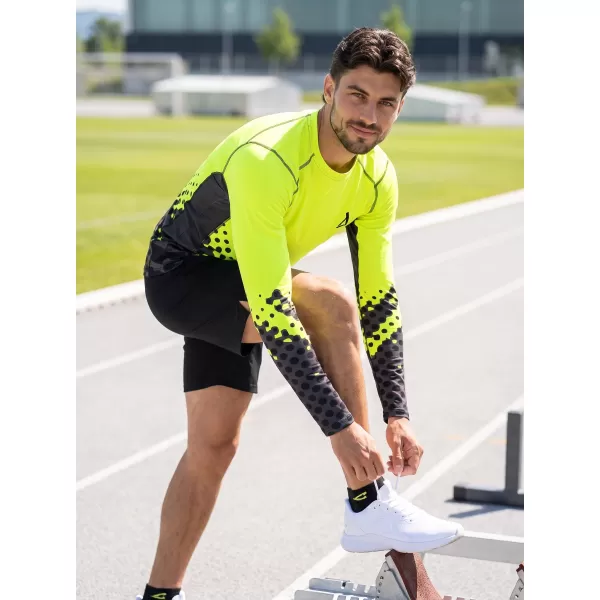  Pánska funkčná prémiová kompresná košeľa s dlhým rukávom ALTISPORT VOJ/ALM109TR03 FLUO ŽLTÁ 
