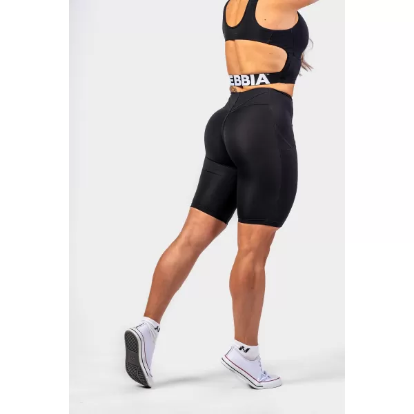  GYM THERAPY 628 BLACK Nebbia 10-palcové cyklistické šortky s vysokým pásom 