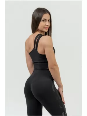 Dámska športová podprsenka s vysokou podporou INTENSE Asymmetric 841 BLACK/GOLD Nebbia