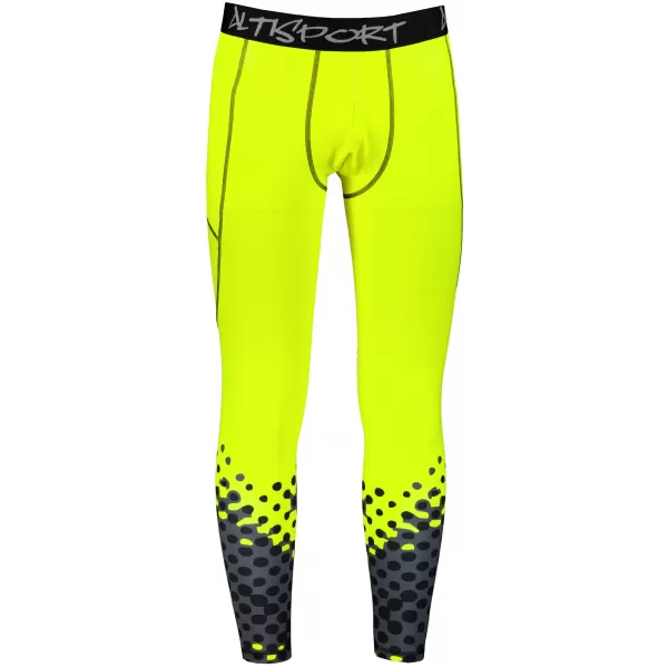  Dlhé pánske prémiové športové legíny ALTISPORT VOJ/ALM109LEG01 FLUO ŽLTÁ 