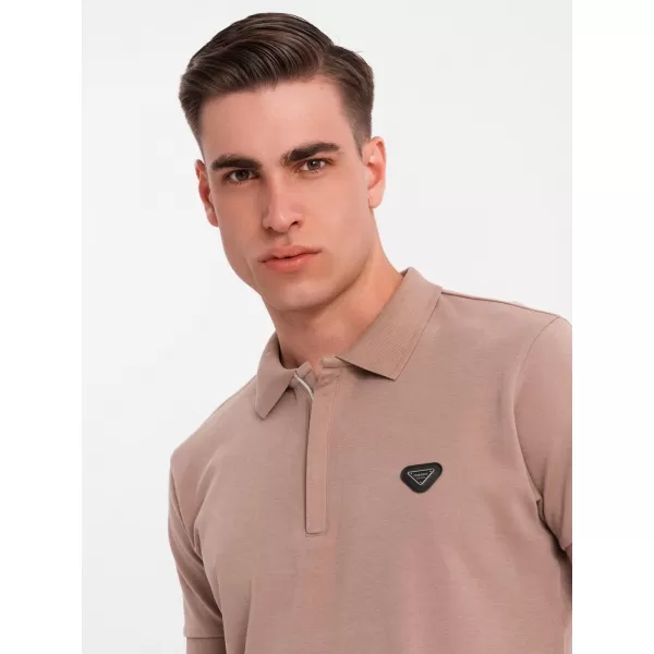  Pánska polokošeľa OMBRE OM-POSS-0148 SVETLOHNEDÁ 