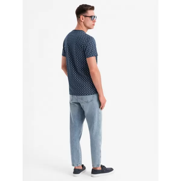  Pánske tričko OMBRE OM-TSFP-0250 NÁMORNÍCKA MODRÁ 