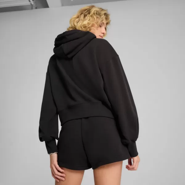  Dámska mikina PUMA WARDROBE ESS RELAXED CROPPED HOODIE TR 629746-01 ČIERNY 