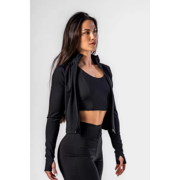  Deni x Fitness tričko so zipsom 314 BLACK Nebbia 