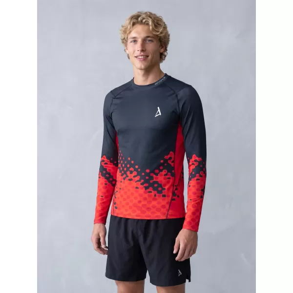  Funkčná kompresia mužov T -shirt s prémiou s dlhým rukávom ALTISPORT VOJ/ALM109TR03 ČERVENÁ/ČIERNA 