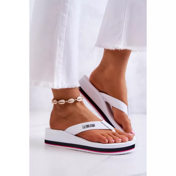  Dámske žabky na kline BIG STAR JJ274A333 BIELA ​​Big Star Shoes 