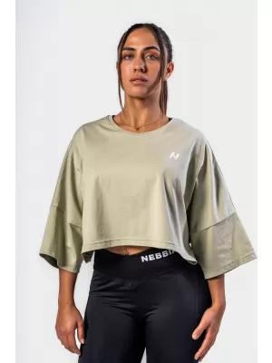 Oversized crop tričko JUST FLOW 431 LIGHT GREEN Nebbia