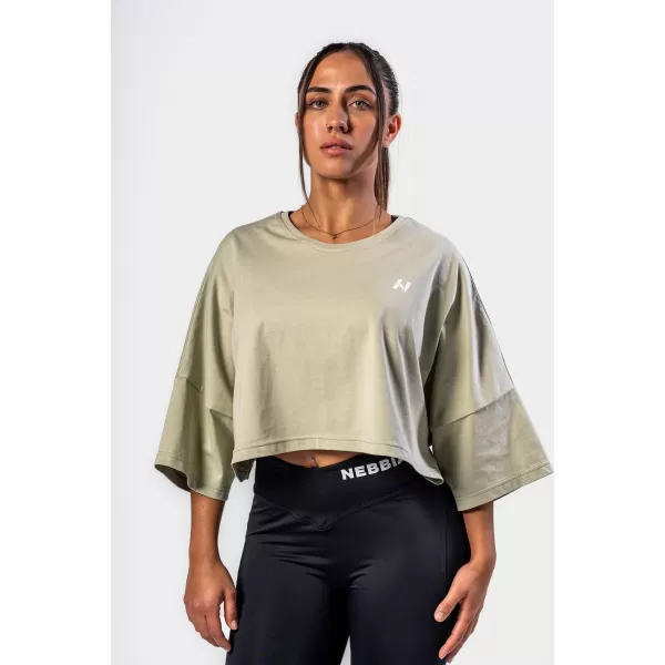  Oversized crop tričko JUST FLOW 431 LIGHT GREEN Nebbia 