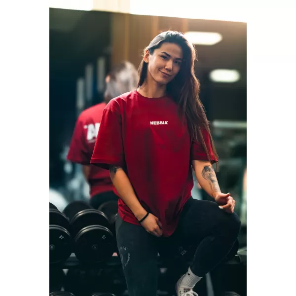  Oversized tričko GYM ESSENTIALS 381 DARK RED Nebbia 