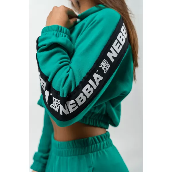  Crop mikina s kapucňou ICONIC 254 GREEN Nebbia 