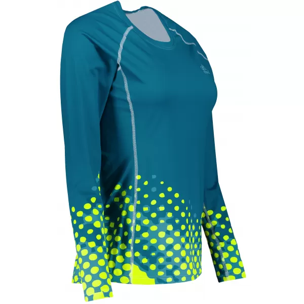  Dámske prémiové funkčné tričko s dlhým rukávom ALTISPORT VOJ/ALW109TR03 SMARAGDOVÁ/FLUO ŽLTÁ 
