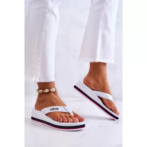  Dámske žabky na kline BIG STAR JJ274A333 BIELA ​​Big Star Shoes 