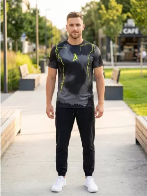 Prémiové pánske funkčné tričko ALTISPORT VOJ/ALM113TR01 ČIERNO-FLUO ŽLTÁ