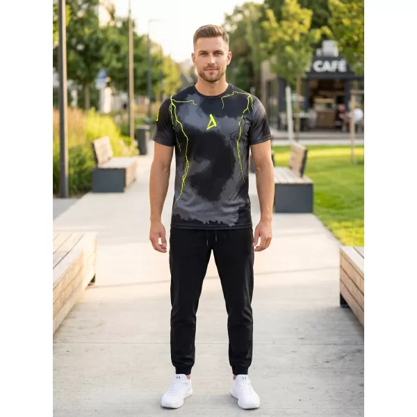  Prémiové pánske funkčné tričko ALTISPORT VOJ/ALM113TR01 ČIERNO-FLUO ŽLTÁ 