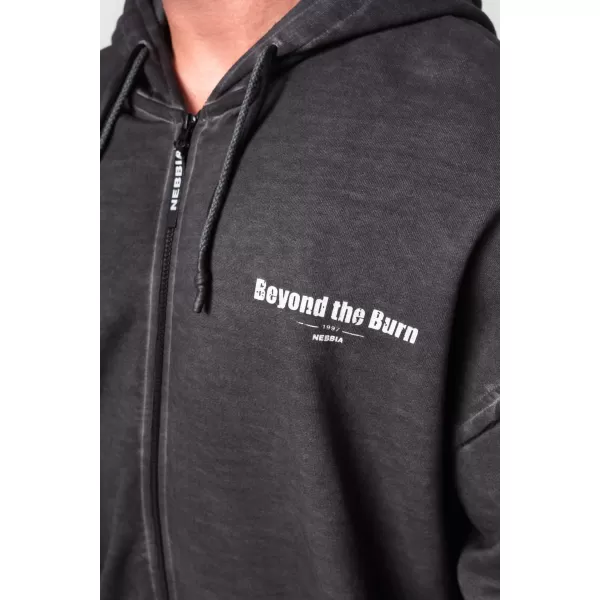  Vypraná mikina na zips GYM BRO 362 BLACK Nebbia 