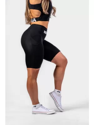 GYM THERAPY 628 BLACK Nebbia 10-palcové cyklistické šortky s vysokým pásom