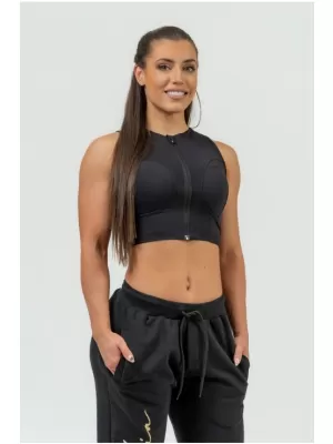 Dámsky crop top s vysokou podporou INTENSE Mesh 842 BLACK Nebbia