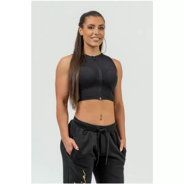  Dámsky crop top s vysokou podporou INTENSE Mesh 842 BLACK Nebbia 