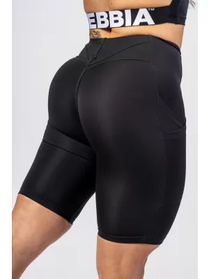 GYM THERAPY 628 BLACK Nebbia 10-palcové cyklistické šortky s vysokým pásom