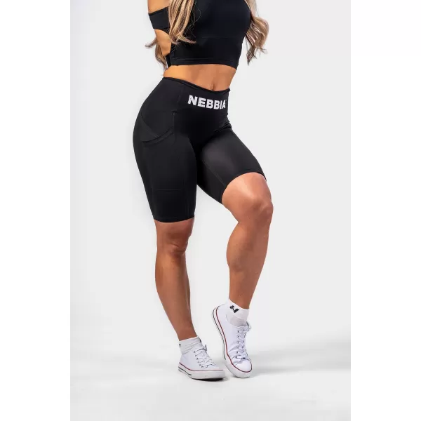  GYM THERAPY 628 BLACK Nebbia 10-palcové cyklistické šortky s vysokým pásom 