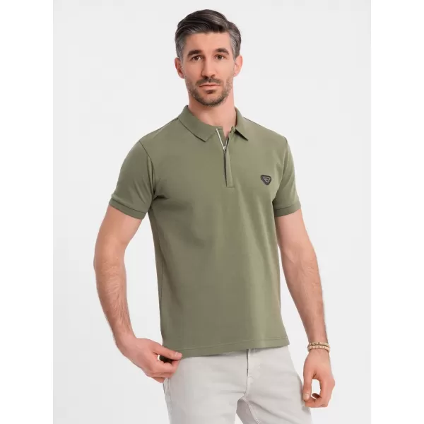  Pánska polokošeľa OMBRE OM-POSS-0148 OLIVOVÝ 