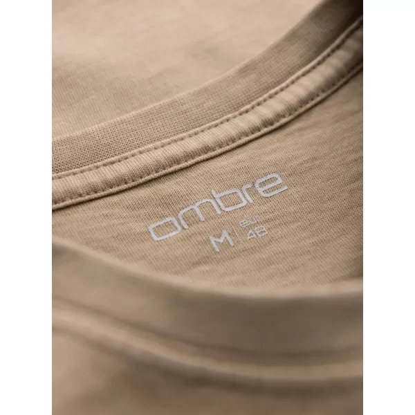  Pánske tričko OMBRE OM-TSWT-0201 TMAVO BÉŽOVÁ 