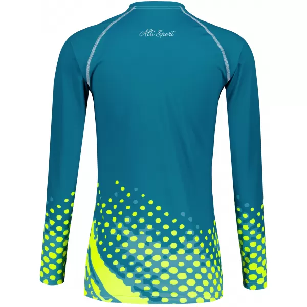  Dámske prémiové funkčné tričko s dlhým rukávom ALTISPORT VOJ/ALW109TR03 SMARAGDOVÁ/FLUO ŽLTÁ 