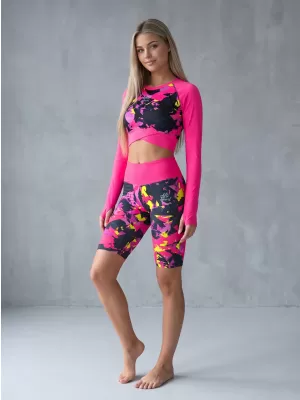 Dámsky funkčný prémiový crop top ALTISPORT VOJ/ALW110TR04 RUŽOVO ČIERNA